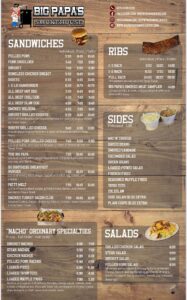 Menu - Big Papa's Smokehouse
